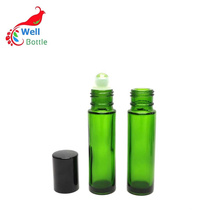 eye serum essential oil custom opaque 10ml green glass roller bottle with gem stone roller ball Roller-101B